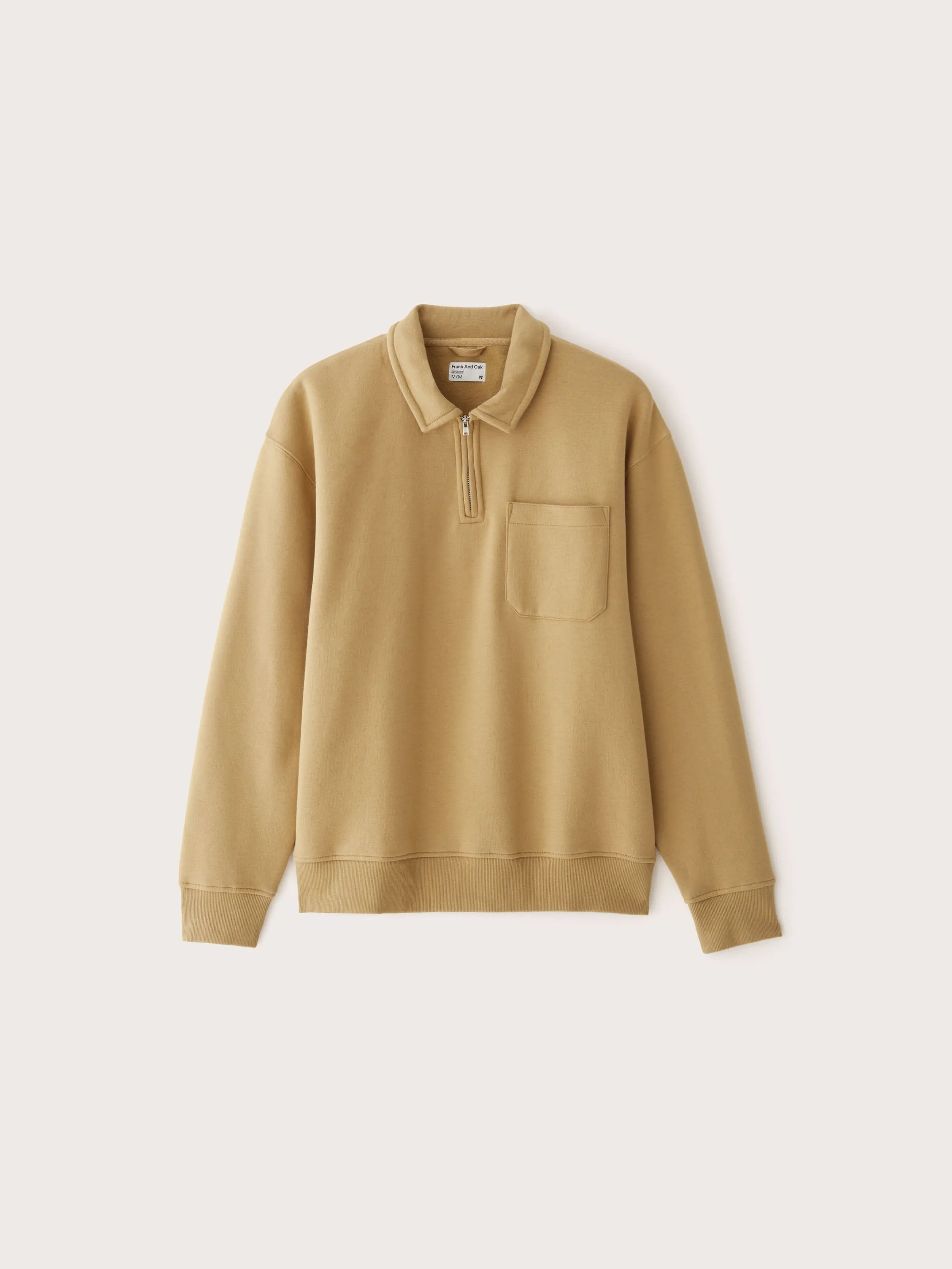 The Half-Zipped French Fleece Pullover in Deep Spelt