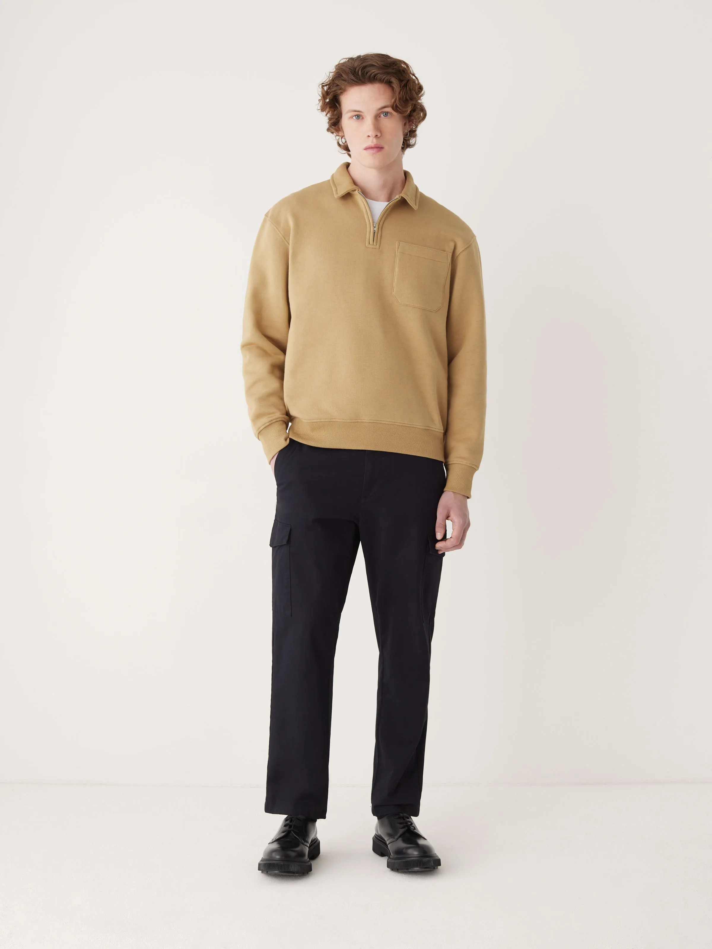 The Half-Zipped French Fleece Pullover in Deep Spelt