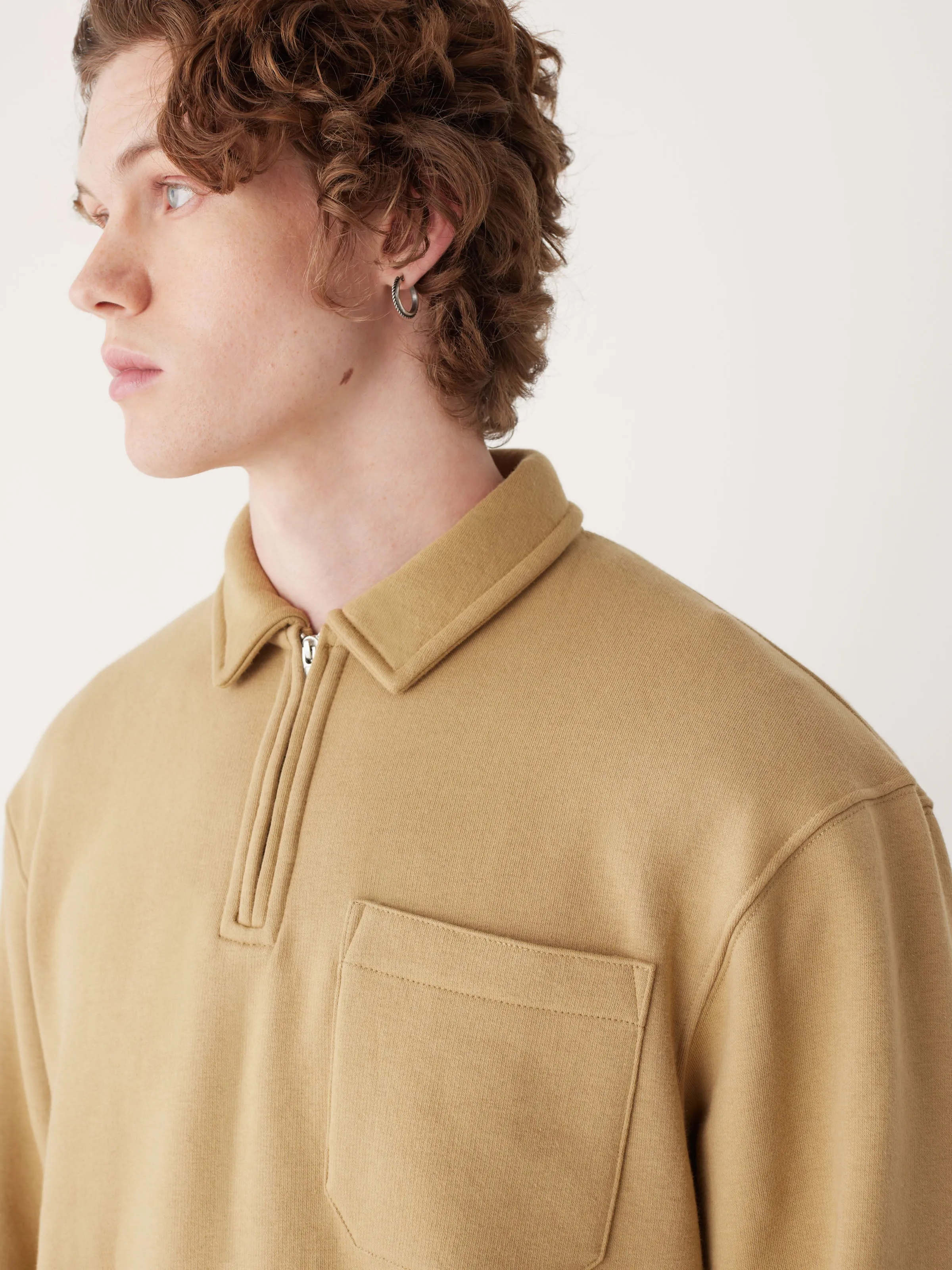The Half-Zipped French Fleece Pullover in Deep Spelt