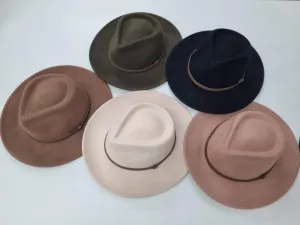 Wool Hats with Contrast Band Trim
